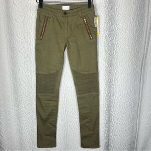 BCBG GIRLS NWT Green Olive Kingsley Moto Skinny Jeans